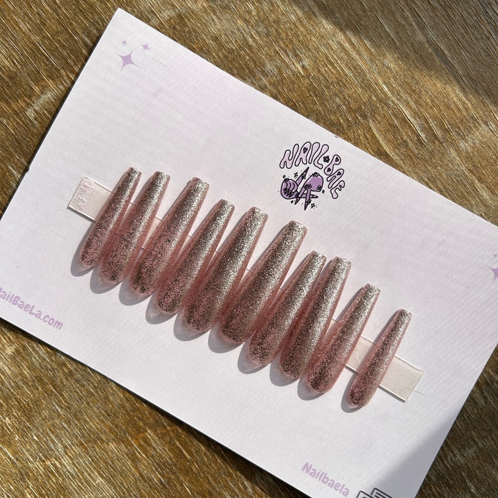 Brand New Pink Glitter Press Ons by Nail Bae LA